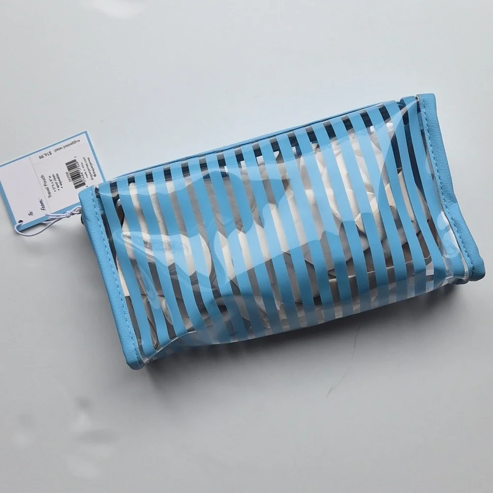 Draper James Sky Blue Striped Travel Pouch